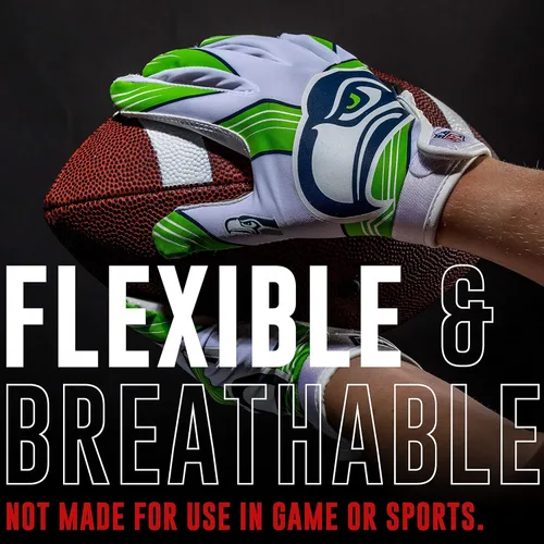 Vista 2 de Franklin Sports - Guantes de receptor de fútbol americano juvenil de la NFL, par de guantes de fútbol para niños con logotipos de equipos de la NFL