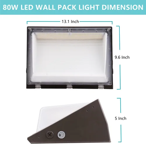 Vista 6 de Paquete de luz LED regulable de 80 W con fotocélula del atardecer al amanecer, 100-277 V 11200 LM 400-600 W equivalente a HPS/HID, iluminación