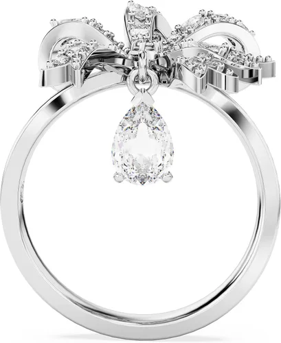 Vista 4 de SWAROVSKI Volta cocktail ring, Bow, Small, White, Rhodium Finish