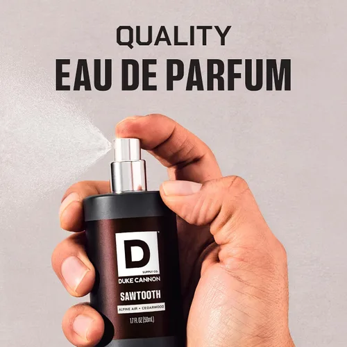 Vista 6 de Duke Cannon Proper Cologne Sawtooth Perfume para hombre Eau de Parfum Aire Alpino y Madera de Cedro Fragancia fresca, amaderada y duradera