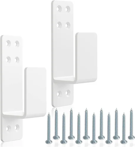 Vista 7 de Soportes de barricada de puerta de 2 x 4 resistentes, 2 piezas, soportes para barra de puerta, para seguridad en el hogar, color negro