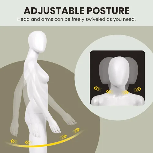 Vista 5 de GOFLAME Maniquí femenino de cuerpo completo, torso de maniquí realista de 69 pulgadas con posturas ajustables y partes del cuerpo desmontables, base