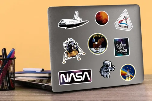 Vista 5 de NASA Missions - 50 calcomanías de vinilo L de lujo, interiores/exteriores, juego de 50
