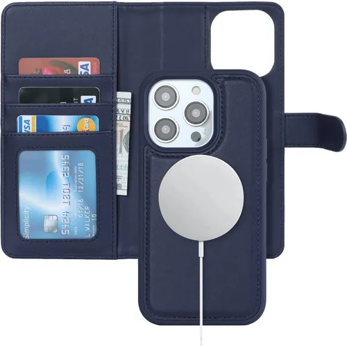 Vista 24 de Havaya Funda MagSafe compatible con iPhone 13 Pro Max con tarjetero - Funda magnética desmontable 2 en 1 - Ranuras para tarjetas de crédito de carga