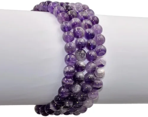 Vista 3 de AD Beads - Pulsera elástica de cuentas redondas naturales de 516 pulgadas