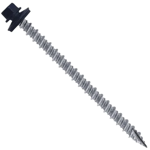 Vista 168 de Tornillos para techos de metal gris ABC 10 x 1 - Cabezal hexagonal - Arandela EPDM - Arandela de arranque automático/roscado - 1 bolsa - 250