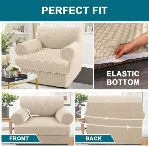 Vista 4 de Turquoize Funda para sillón con cojín en forma de T para sala de estar, funda elástica para sofá, funda suave para sillón, fundas de muebles