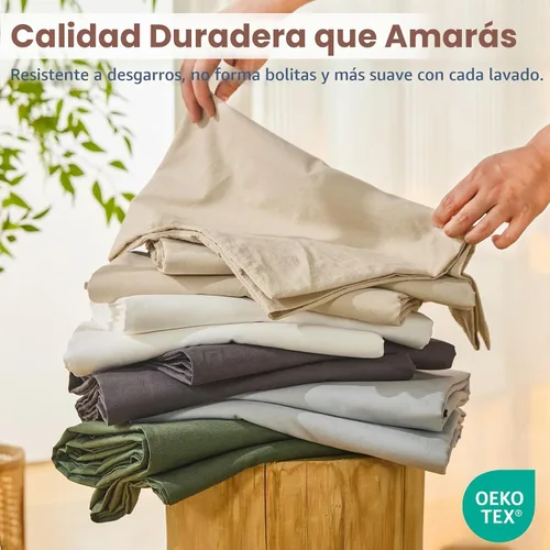 Vista 6 de Bedlifes Juego de sábanas de 100% lino francés tamaño Queen, bolsillo profundo de 16 pulgadas, 4 piezas