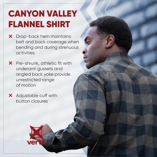 Vista 4 de Vertx Standard Canyon Valley Tactical Flannel Long Sleeve Outdoor Work Shirts with Pockets