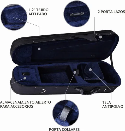 Vista 5 de Estuche básico, profesional, rígido, liviano, con forma triangular, para violín, de la marca ADM , Talla full