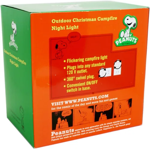 Vista 5 de Snoopy By Camp Fire - Luz nocturna parpadeante con enchufe giratorio de poliresina de 4.5 pulgadas