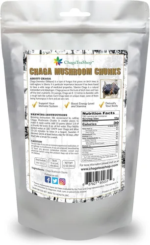Vista 2 de Trozos enteros de hongos chaga siberianos cosechados salvajes 12 onzas (11.99 oz.)