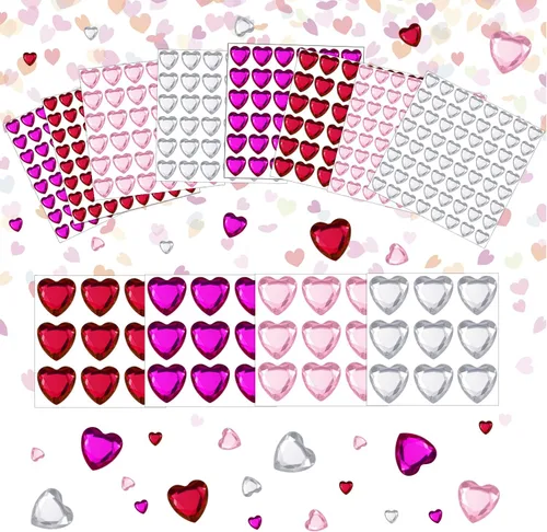 Vista 2 de 436 calcomanías de diamantes de imitación de corazón, gemas de corazón acrílicas, calcomanías de cristal con parte trasera plana para cuerpo