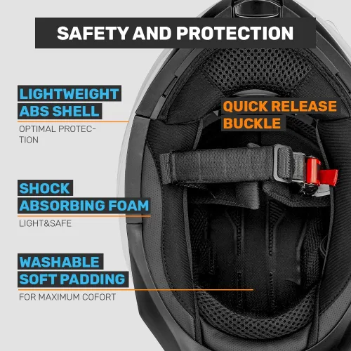 Vista 4 de Westt Cascos modulares para motocicleta - Casco integral para motocicleta con visera doble abatible, aprobado por DOT, Casco para hombres y mujeres