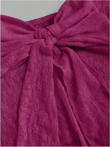 Vista 4 de SHENHE Top halter de encaje para mujer, nudo frontal, espalda descubierta, asimétrica, Y2k, coqueta, sin espalda, para salir
