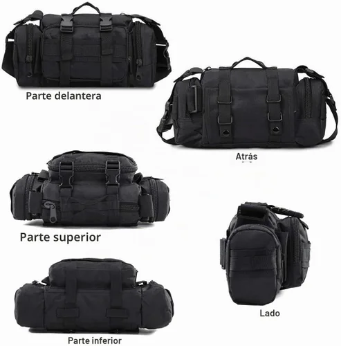 Vista 4 de BraveHawk OUTDOORS Bolsa para manillar de bicicleta, Bolsa de cintura multiusos de nailon Oxford 900D Resistente al agua para ciclismo (Negro)