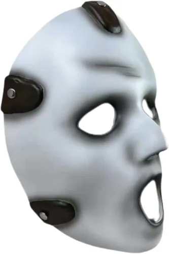 Vista 2 de Divertida máscara de grito de resina para Halloween, fiesta de baile, cosplay, máscara de accesorios plateado