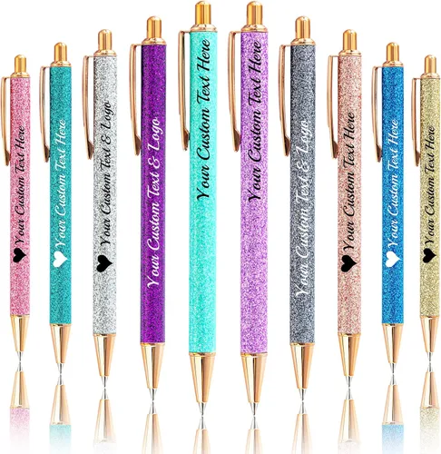 Vista 104 de Bolígrafos de purpurina personalizados con nombre impreso, bolígrafo personalizado con barril de metal, retráctil, bonito y elegante, regalos