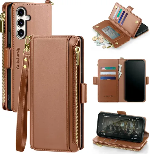 Vista 12 de Antsturdy Funda compatible con Samsung Galaxy S23 FE 5G con tarjetero para mujeres y hombres, funda de teléfono con bloqueo RFID, funda protectora