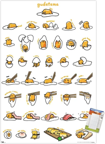 Vista 15 de Trends International - Póster de Gudetama con diseño de cuadrícula, para pared, 14.725 x 22.375 pulgadas, versión con marco de madera tipo granero