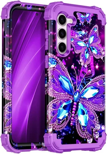 Vista 27 de Miqala Funda para Galaxy S23 FE 5G, brilla en la oscuridad, tres capas, resistente, a prueba de golpes, protección de cuerpo completo, parachoques