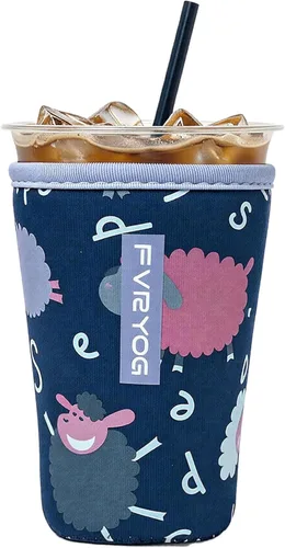 Vista 101 de Reusable Insulated Neoprene Iced Coffee Sleeves for Iced Coffee Cups, Coffee Coolies sleeves for Iced & Hot Drinks