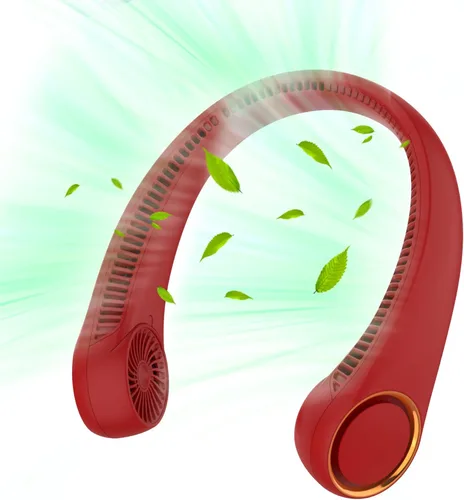 Vista 7 de Ventilador de cuello portátil, sin aspas, manos libres, ventilador personal de enfriamiento 360°, ventilador silencioso y portátil para interiores