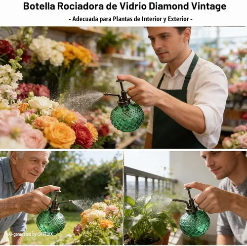 Vista 4 de OFFIDIX Plant Mister - Botella rociadora decorativa de vidrio de 10.5 onzas líquidas, regadera para interiores con bomba de plástico para plantas