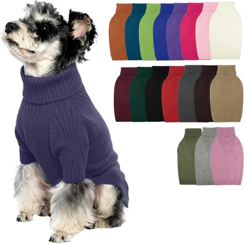 Vista 107 de IECOii Suéter de perro salchicha de cuello alto para perros pequeños, medianos y hembras, elástico y transpirable, abrigo de punto cálido, para Negro