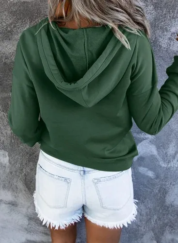 Vista 2 de Dokotoo - Sudaderas con capucha para mujer, con cuello de botón y cordón de ajuste, sudaderas casuales de manga larga