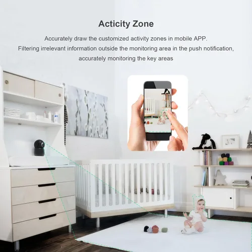 Vista 3 de Cámara de seguridad interior 2K Pet Camera 2.4 GHz Dog Camera Negro 2 Pack App Motion Detection Auto Tracking Alarm Live Notice Schedule Default