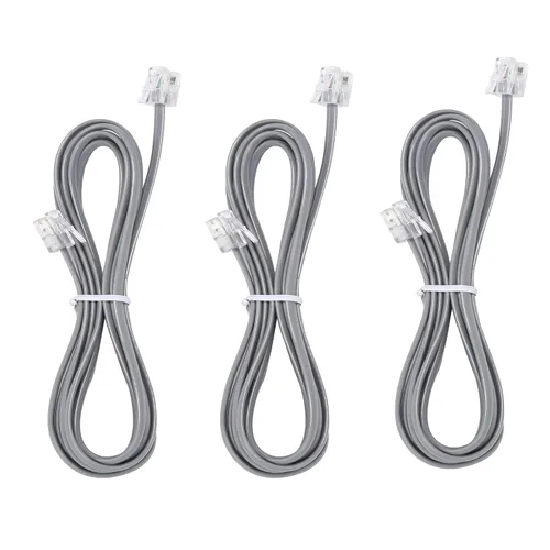 Vista 19 de Cable de extensión para teléfono fijo con enchufe estándar RJ-11 6P4C (3 pies-paquete de 3, negro)