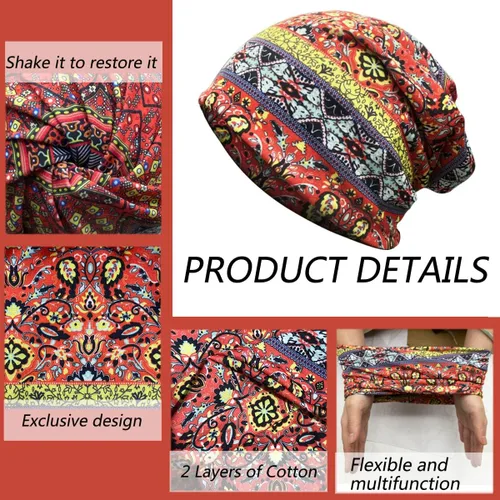 Vista 3 de JarseHera Gorros de algodón para quimioterapia para mujer, gorro para el cáncer, turbante