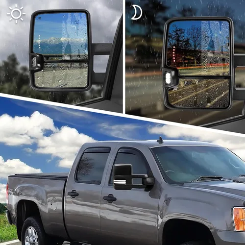 Vista 6 de Switchback - Espejo de remolque para Silverado Sierra, compatible con Chevy Silverado GMC Sierra 2007-2013, espejo de remolque con vidrio calentado