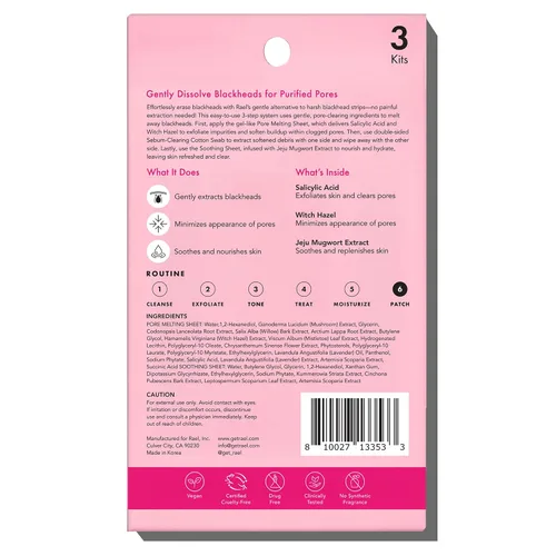Vista 7 de Rael Removedor de puntos negros, paquete de fusión Miracle Patch, tiras nasales para puntos negros, limpieza de poros y hojas calmantes, kit de 3