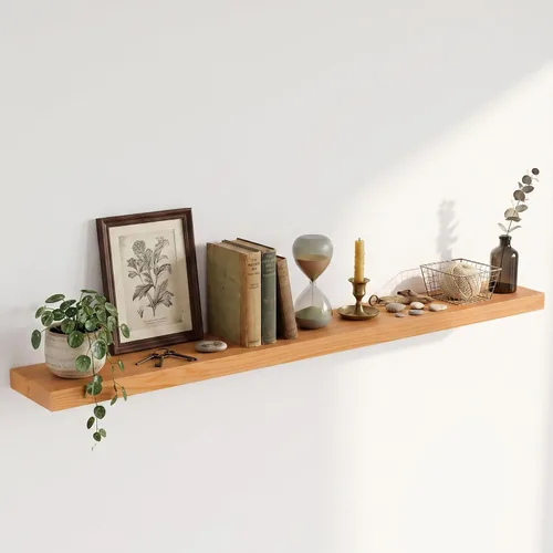 Vista 9 de Estantes flotantes de 20 pulgadas para pared, estante flotante de madera maciza de alta gama con soporte invisible resistente, estantes de pared