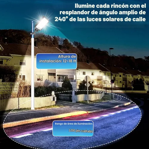 Vista 4 de Luces solares de calle Eleganted al aire libre, luces solares al aire libre impermeables de 10000 lúmenes del atardecer al amanecer, luces solares