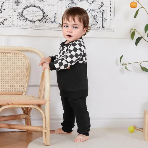 Vista 34 de Conjunto de sudadera de manga larga con cuello redondo y pantalones deportivos para bebés, ropa de invierno para bebé