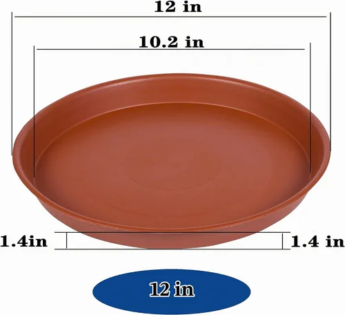 Vista 2 de Paquete de 6 platillos para plantas de 12 pulgadas, platillo de plástico resistente redondo de 12 pulgadas, bandeja para macetas, platillos