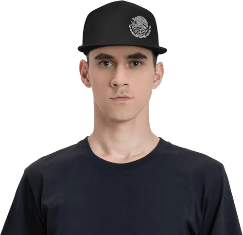 Vista 7 de wikjxiz Gorra de béisbol ajustable de ala plana negra con bandera de México, gorra de béisbol ajustable