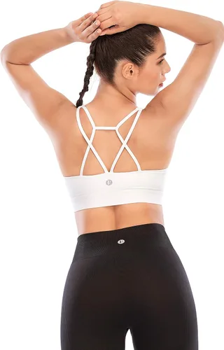 Vista 49 de Brasieres deportivos para mujer, con relleno, tipo camiseta sin mangas, sexis, con espalda cruzada, de alto impacto, largos, ideales para practicar