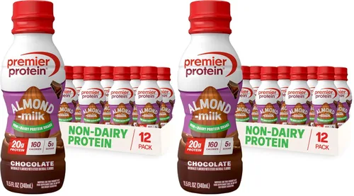 Vista 7 de Premier Protein - Batido de proteína de leche de almendra no láctea, 0.71 onzas, chocolate, paquete de 12 Proteína a base de plantas, 160