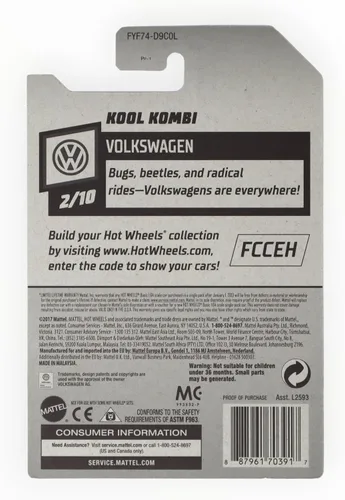 Vista 2 de Hot Wheels Volkswagen Series 2/10 Kool Kombi 136/250, blanco