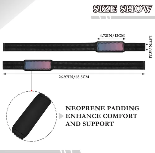 Vista 3 de Blue Pink Gradient Lifting Straps 26" Power Workouts Wrist Wraps Gym for Workout, Gym, Powerlifting, Bodybuilding