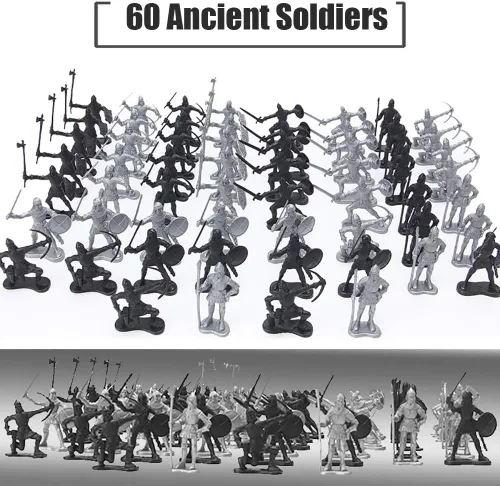 Vista 2 de 60 piezas figuras de soldados medievales modelo de soldados del ejército romano antiguo estatuas soldados de la edad media infantería arquero
