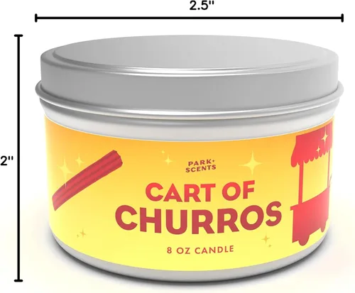 Vista 5 de Park Scents Cart of Churros Vela – Auténtico olor dulce a churros – Golosina icónica de Disney – Hecho a mano en los Estados Unidos vegano y libre