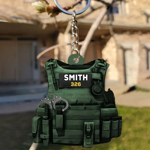 Vista 2 de Llavero personalizado para oficiales de policía, regalo de policía personalizado para él, llavero de policía personalizado, regalos de policía