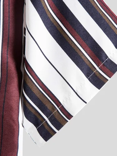 Vista 4 de Floerns - Camisas a rayas para hombre casuales de manga corta con botones