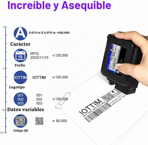 Vista 5 de Mini impresora de inyección de tinta 600DPI codificación de pantalla táctil de tinta de secado rápido
