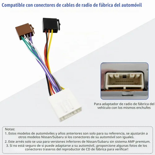 Vista 3 de Arnés de cableado estéreo para Nissan Adaptador de radio ISO a conector de 20 pines compatible con Altima Sentra Frontier Versa Xterra Murano Leaf